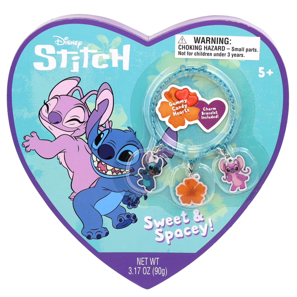 Stitch Cajita de Corazón con Gomitas + Pulsera con Dijes