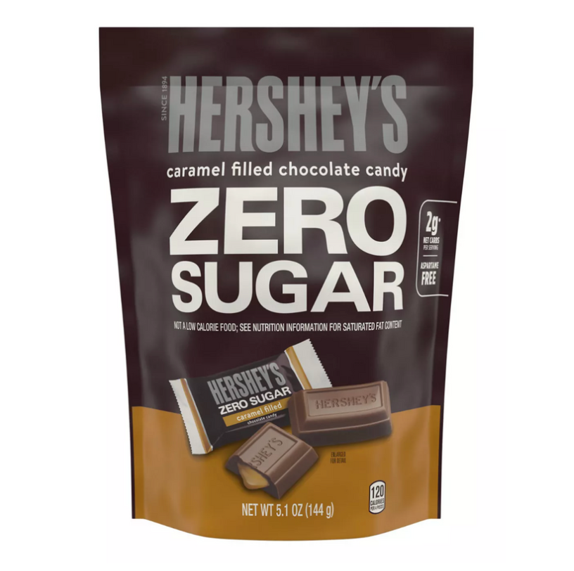Hersheys Zero Sugar Caramel Filled Chocolate Candy Grande
