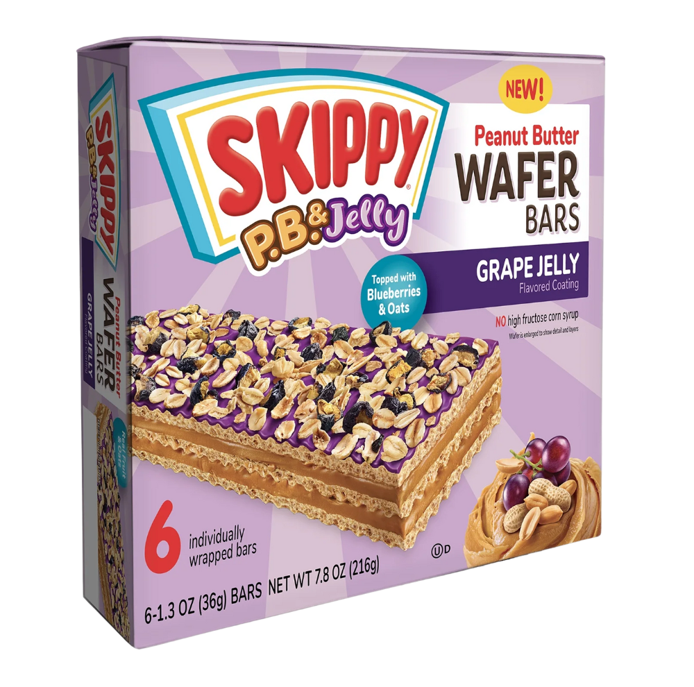 Skippy Wafers Bars Peanut Butter & Grape Jelly Topped with Blueberries & Oats