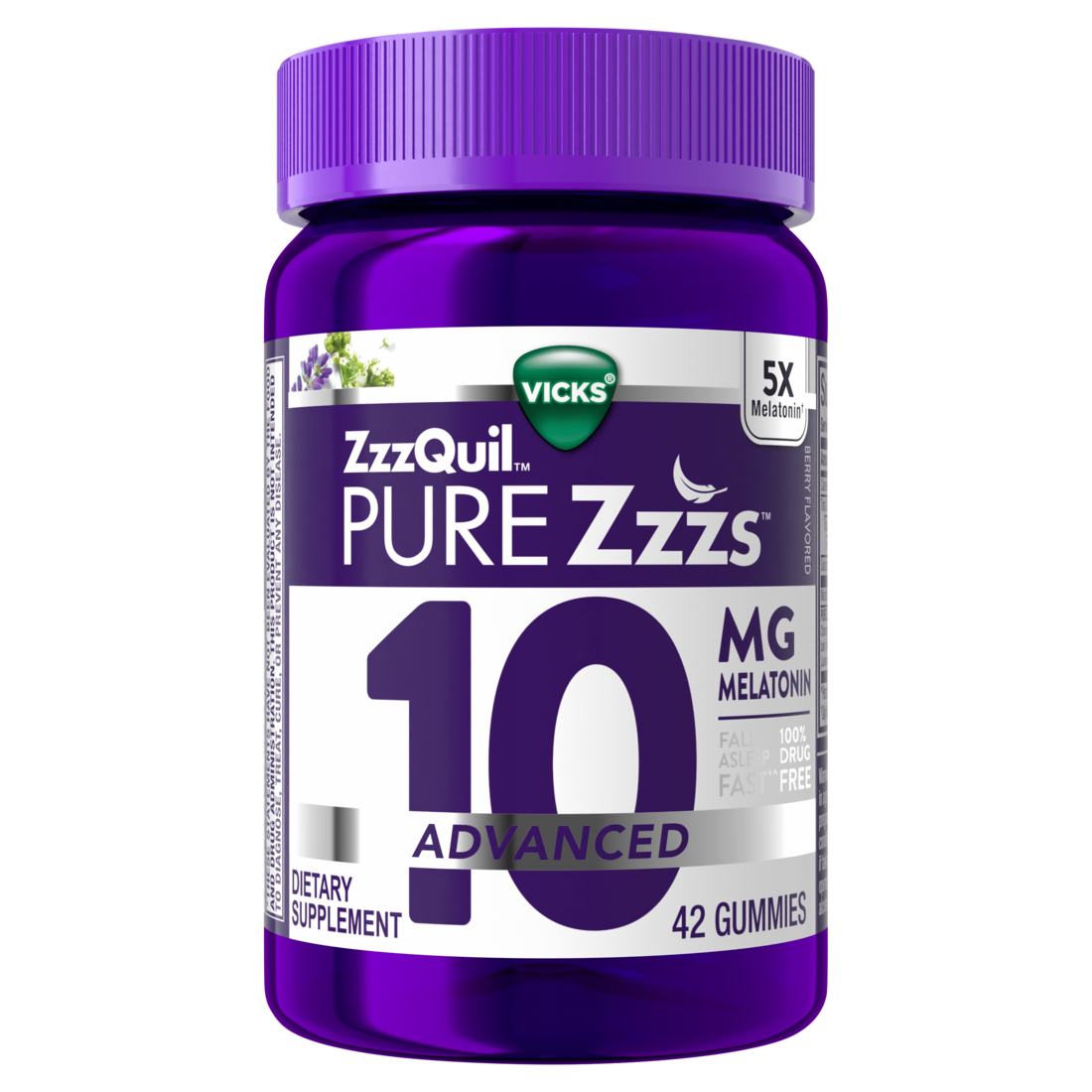 Vicks ZzzQuil Pure Zzzs 10Mg Advanced 42 Gummies