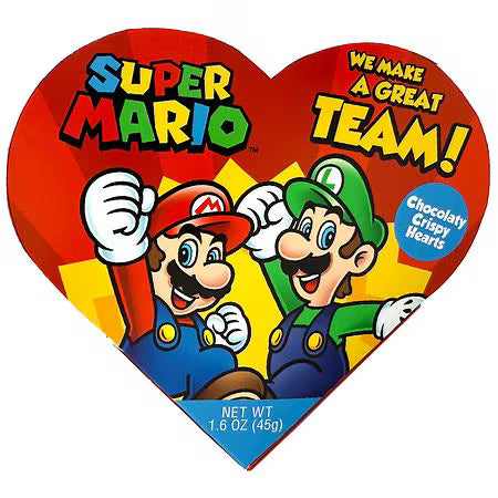 Súper Mario Chocolaty Crispy  Hearts Cajita Corazon