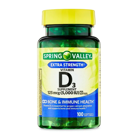 Spring Valley Vitamin D3 125mcg 100 Softgels