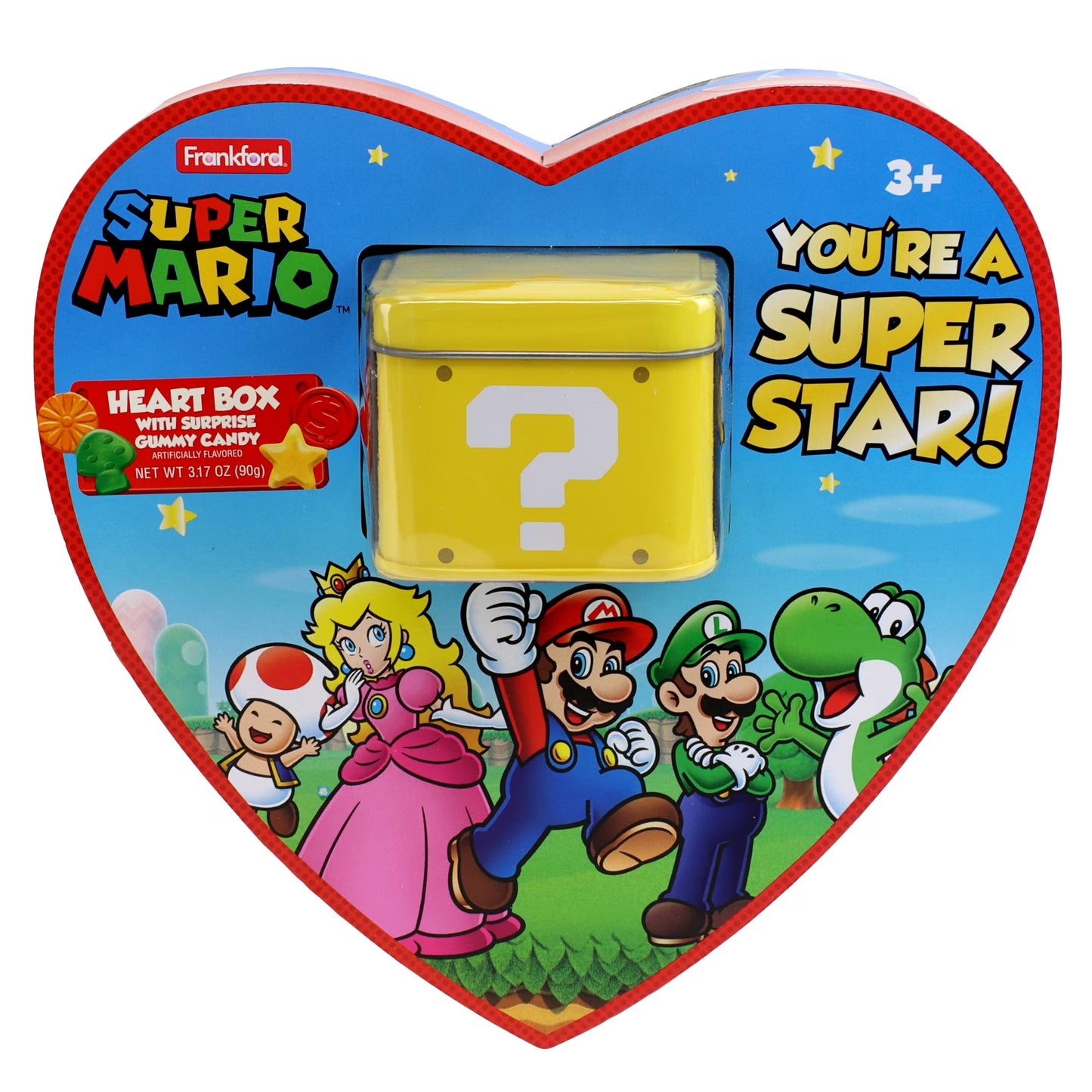Súper Mario Heart Box con Cajita Metálica con Gomitas Sorpresa