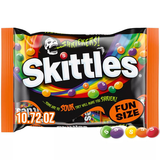 Skittles Shriekers Halloween Sour Candy Fun Size - 20 Paquetitos Individuales