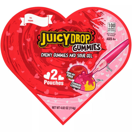 Juicy Drop Valentines Gummies and Sour Gel 2 Pouches