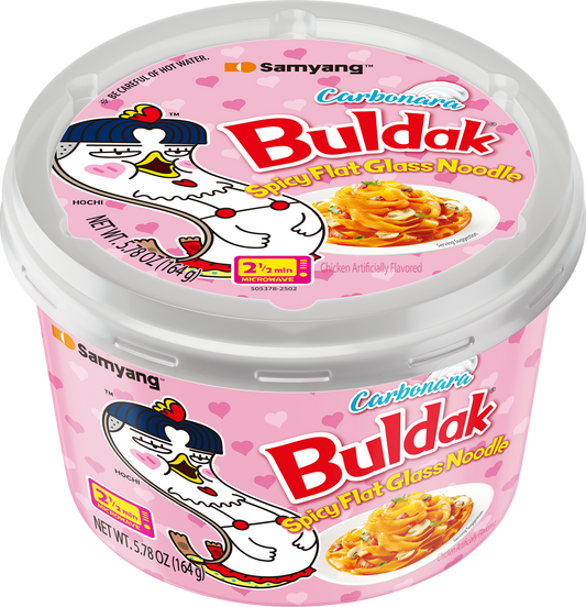 Buldak Carbonara Bowl Flat Nuddles