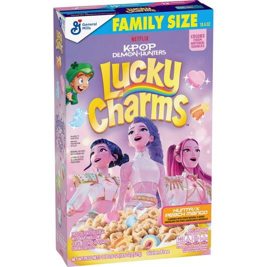 Lucky Charms K-Pop Demon Hunters - Family Size - 527g - Peach Mango