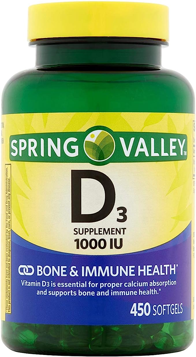 Spring Valley Vitamin D3 25mcg 100 Softgels